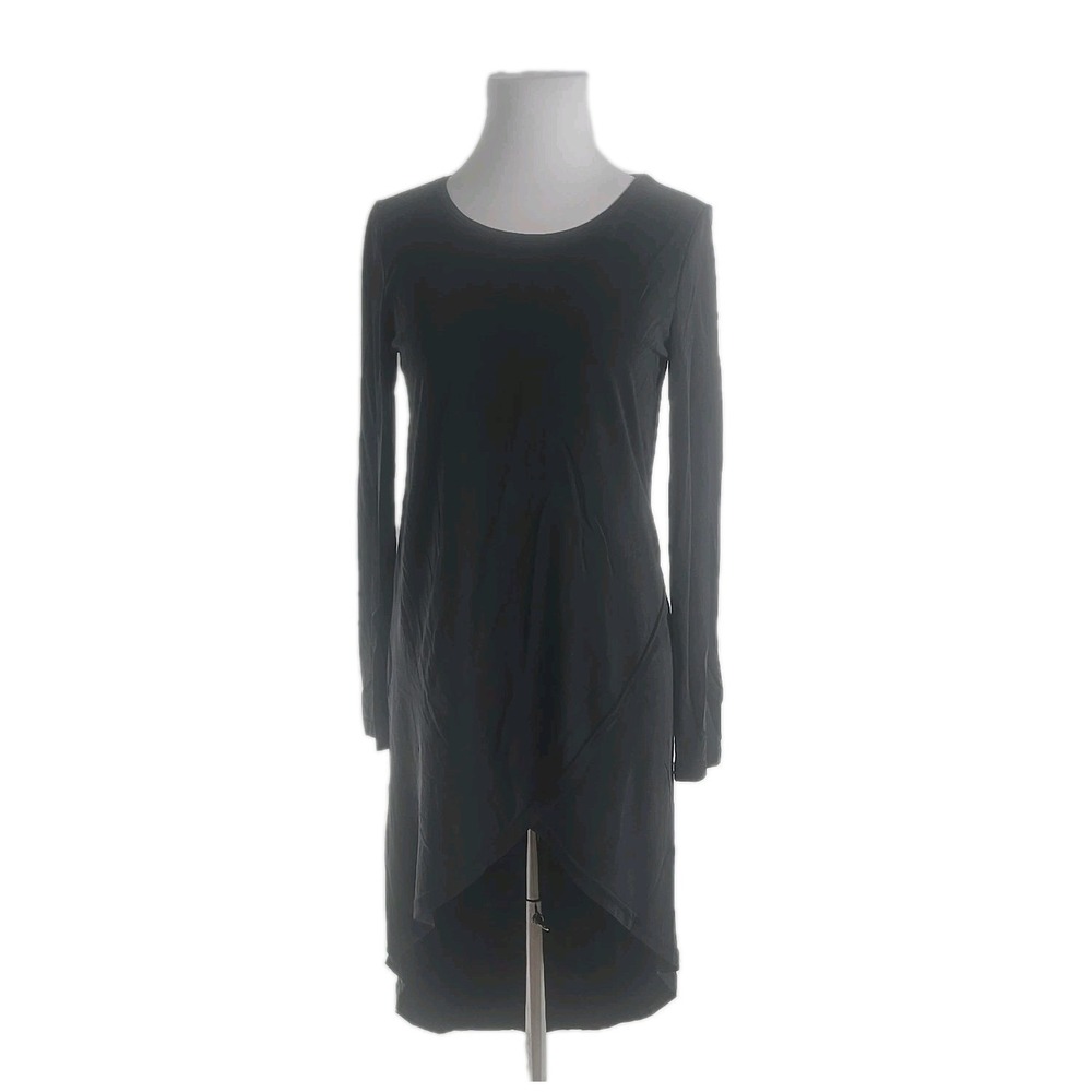 She+Sky Charcoal Jersey Long Sleeve Faux- Wrap Asymmetrical Hem T-shirt Top Smal